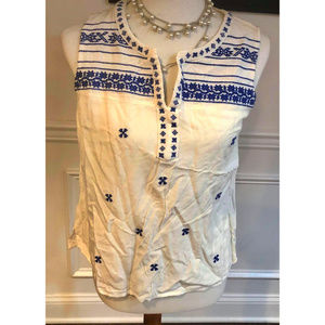 Skies Are Blue Anthropologie Embroidered Tank Top